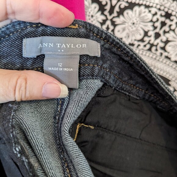 Ann Taylor Dark Denim Midi Skirt Sz 12 - Picture 5 of 7